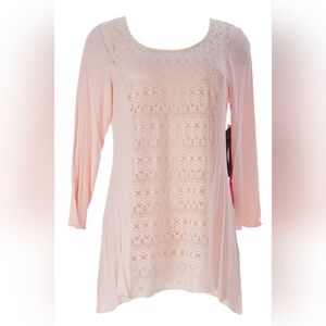 Miraclebody by Miraclesuit Women's Mix Media Eyelet Scoop Neck Top NWT Blush LX
